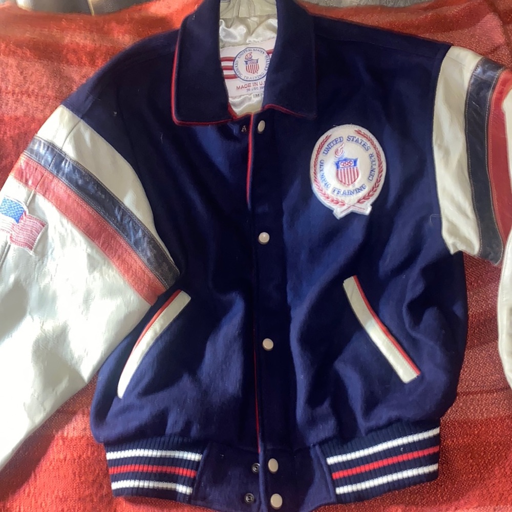 Usa Olympic Training Jacket Size Medium Leather W… - image 2